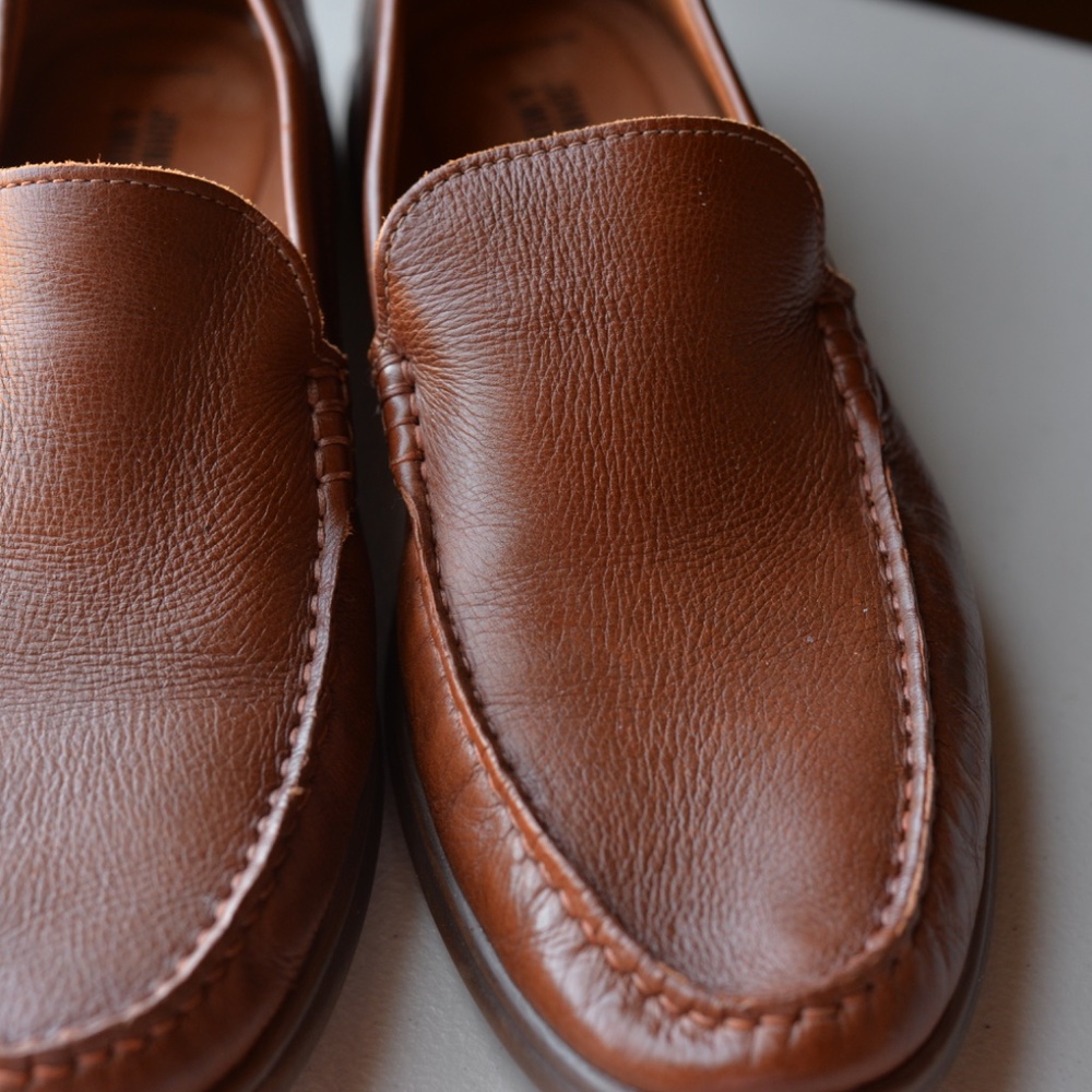 Johnston & Murphy Brown Leather Slip-On Loafers - Picture 6 of 9